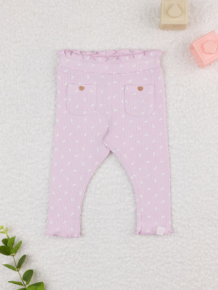 Legging bimba rosa micro-allover