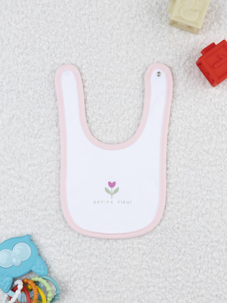 Bavaglino bimba bianco/rosa fiorellino
