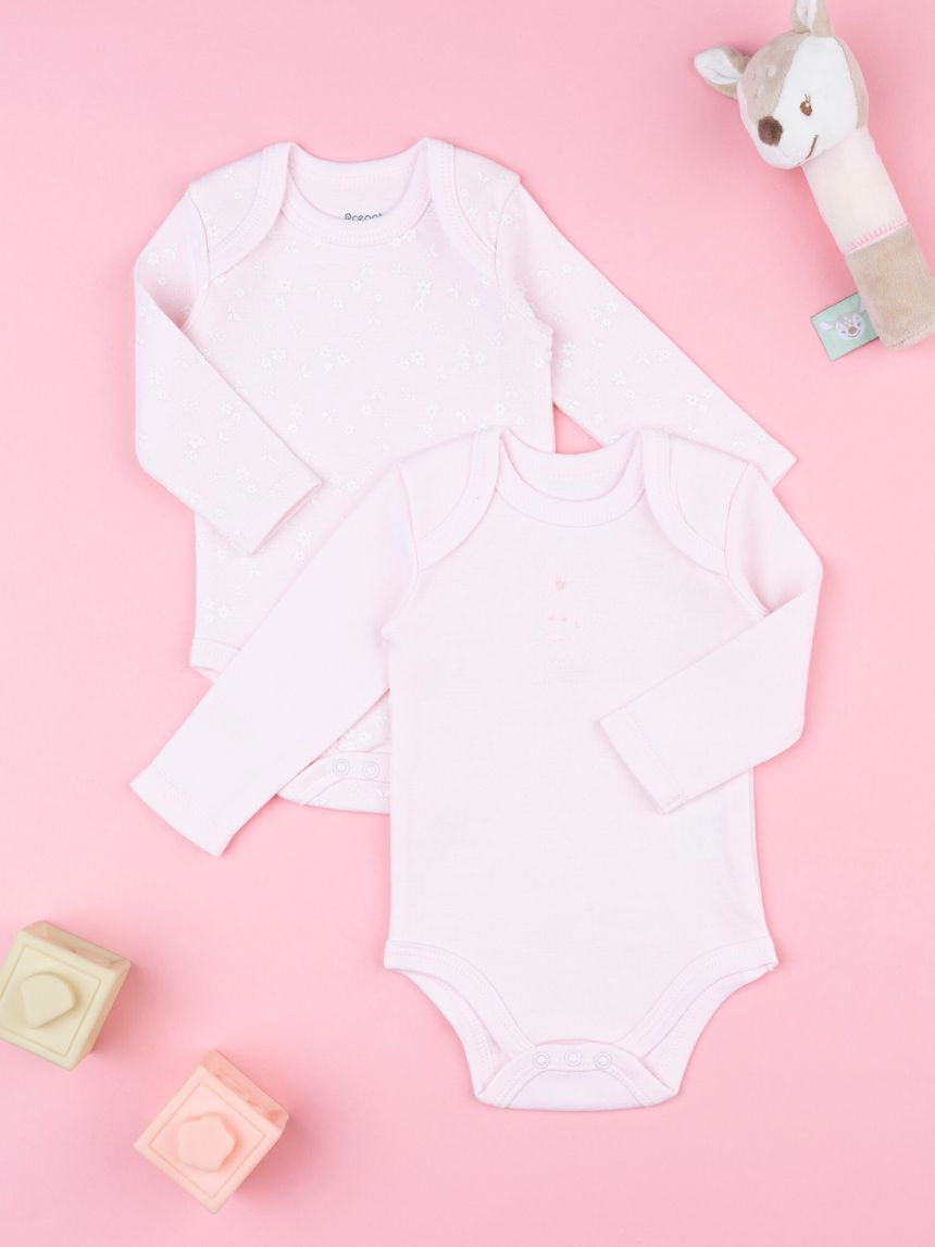 Body bimba maniche lunghe rosa fiori