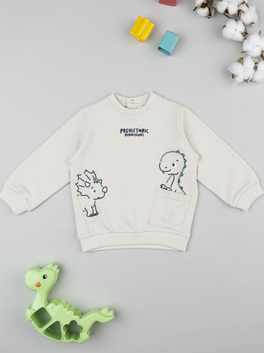 Felpa bimbo beige stampa rilievo