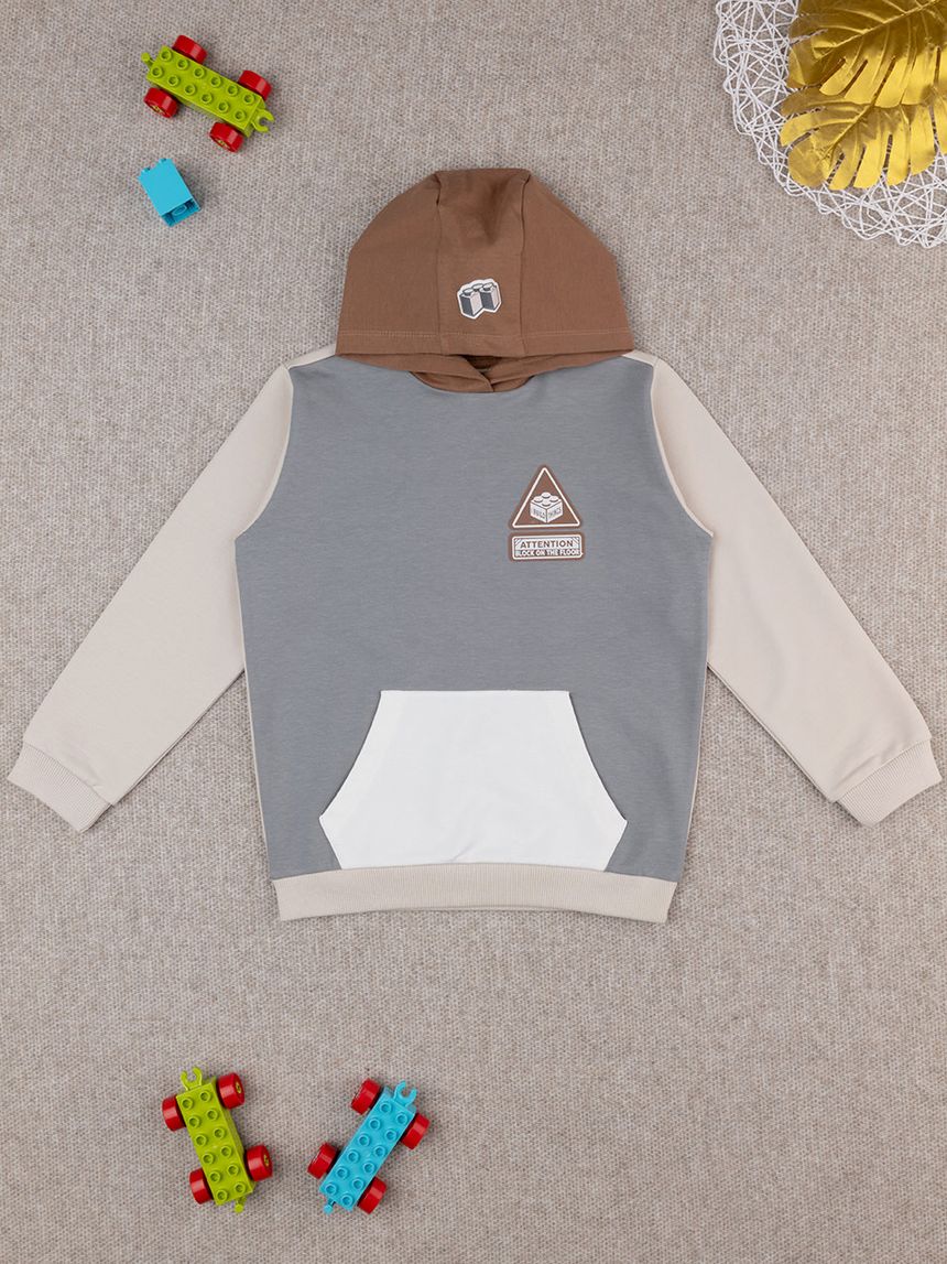 Felpa con cappuccio  bambino colorblock