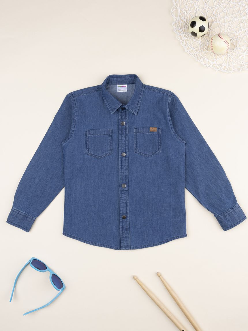 Camicia bambino blu denim