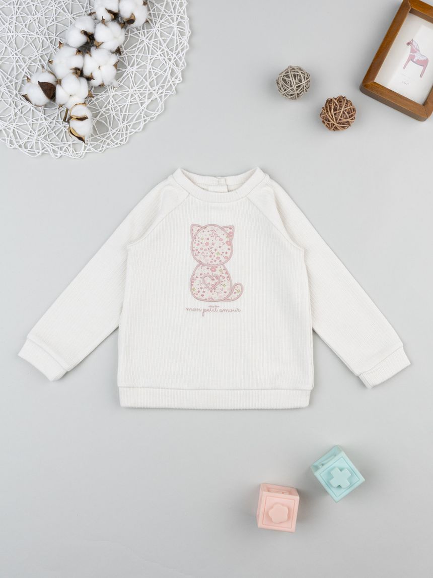 Felpa bimba bianca gatto