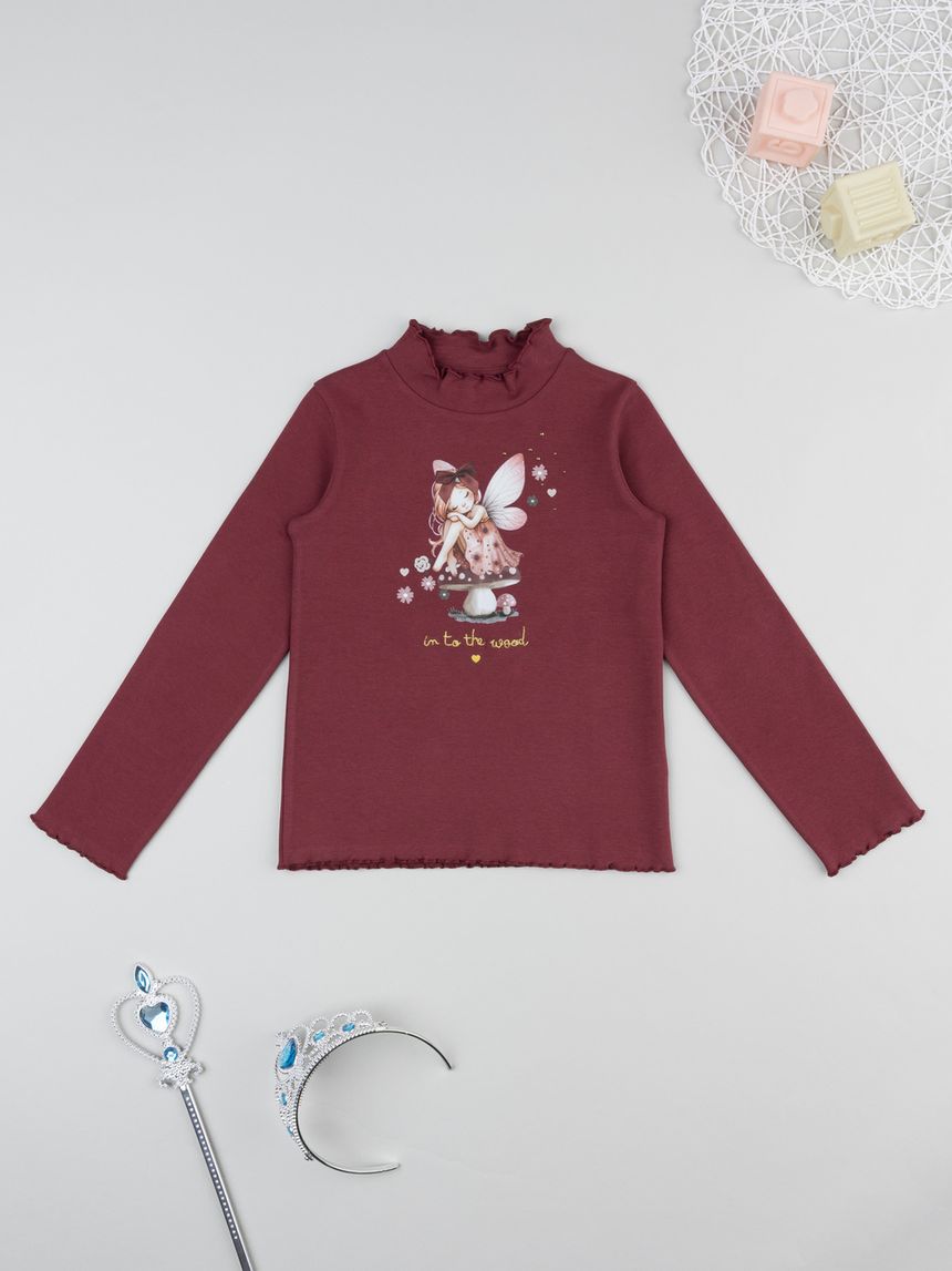 Lupetto bimba bordeaux stampa fatina