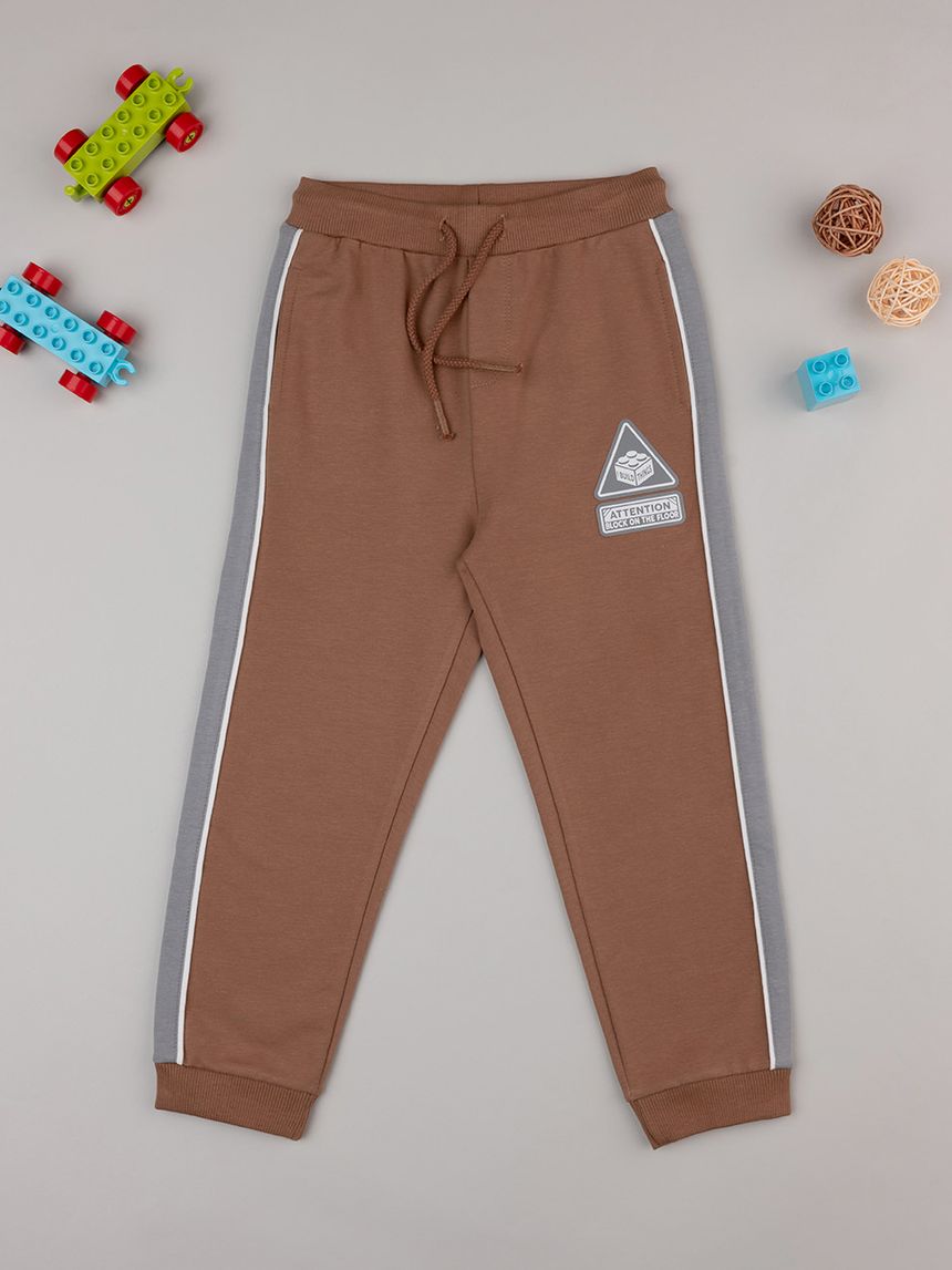 Pantalone bimbo marrone bande laterali