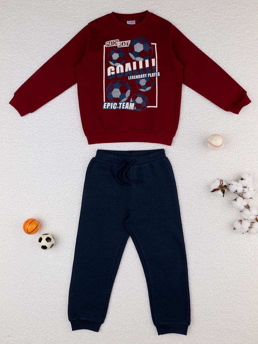 Completo jogging bimbo bordeaux/blu
