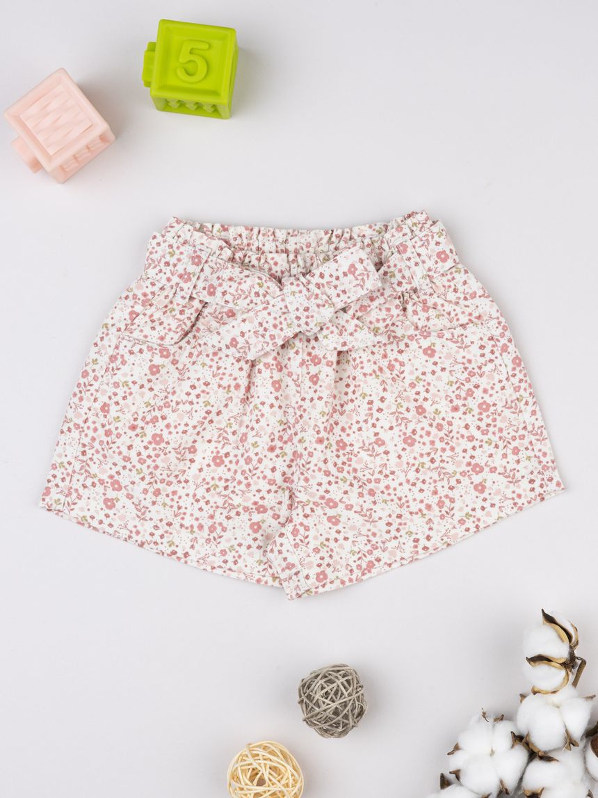 Shorts bimba fiorellini rosa