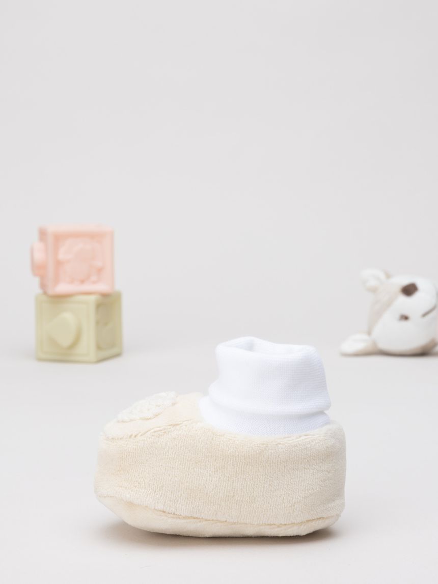 Babbucce bimba beige ricamo cuore