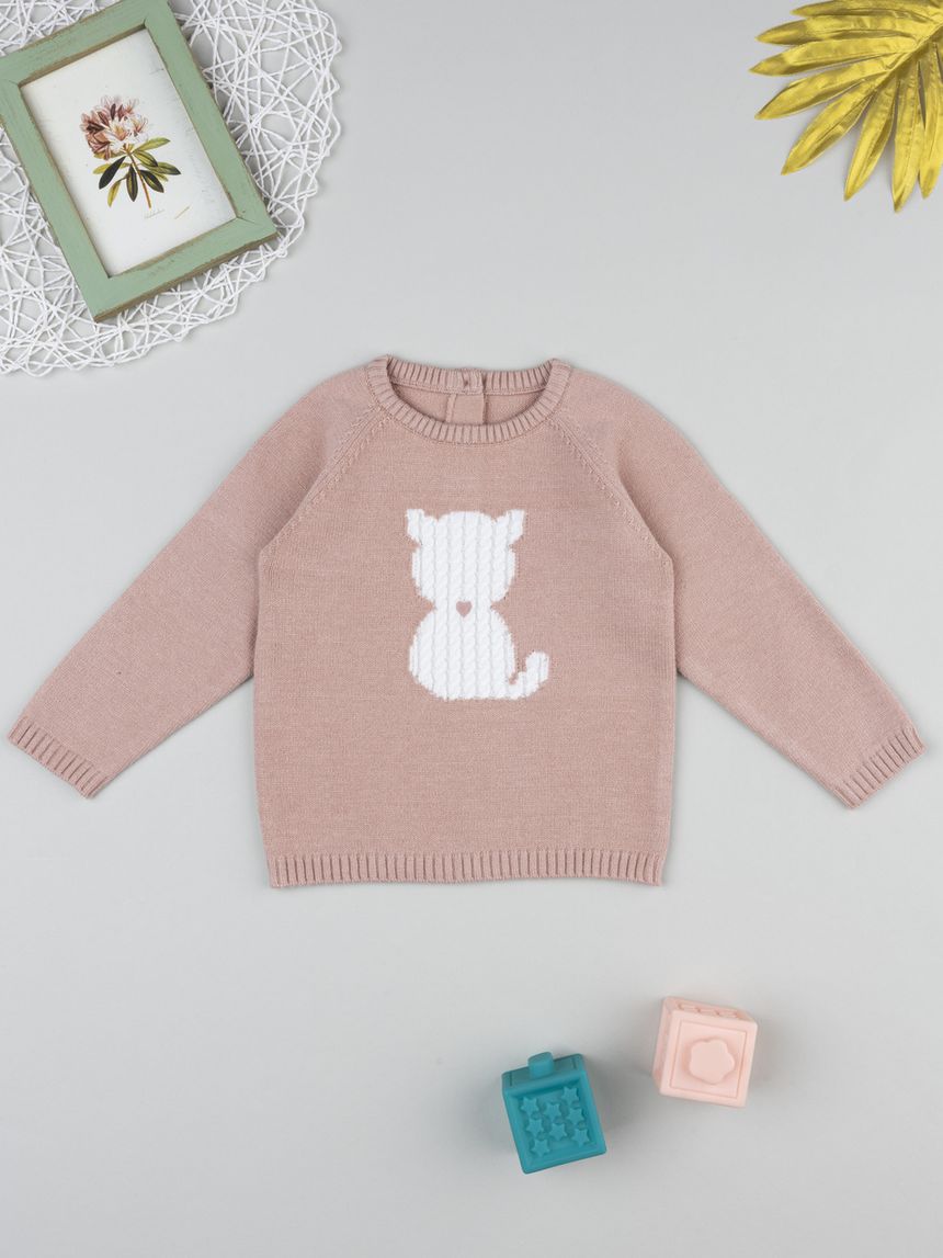 Maglione bimba rosa "gattino"