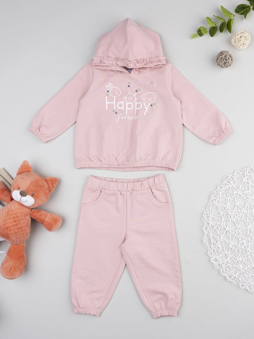 Completo jogging bimba rosa "happy forever"