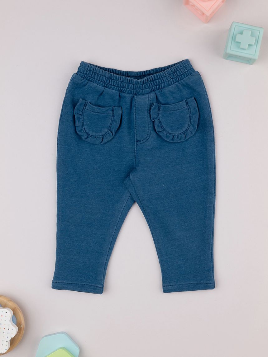 Jegging bimba blu denim con tasche