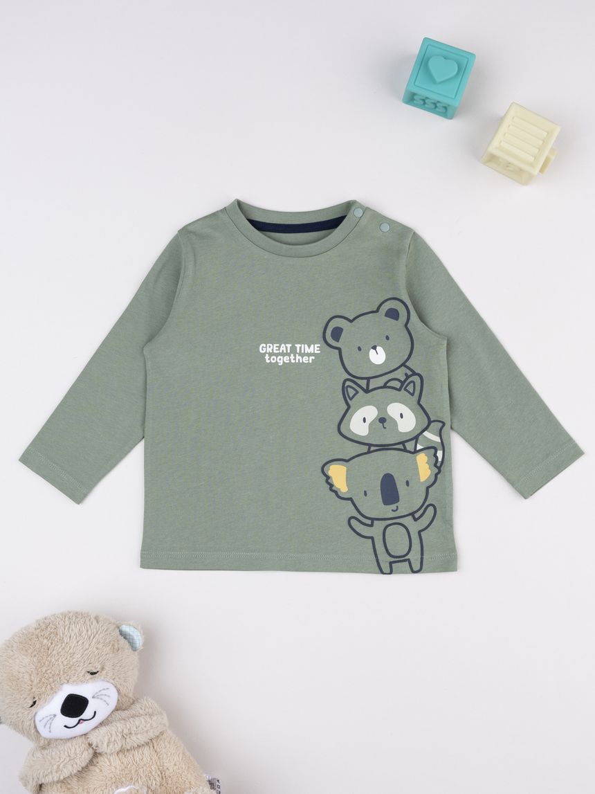 T-shirt bimbo verde stampa "great time together"
