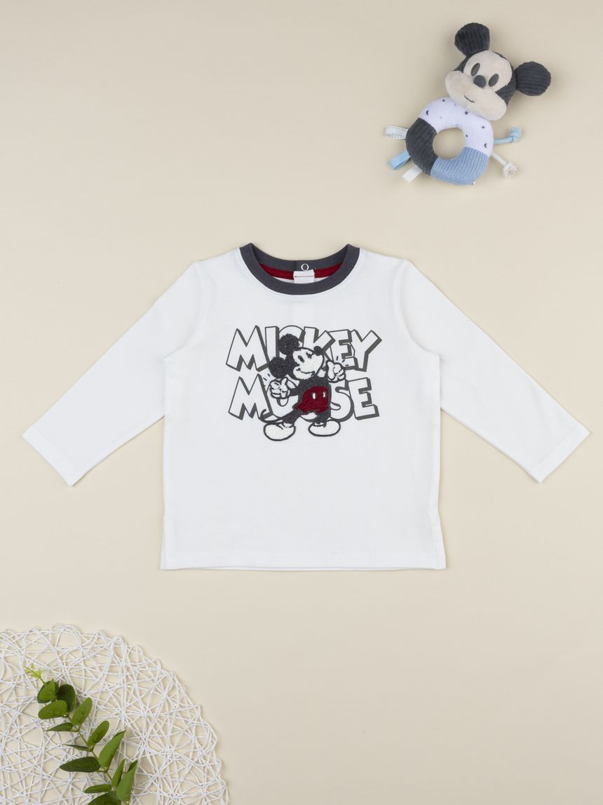 T-shirt bimbo bianca mickey mouse