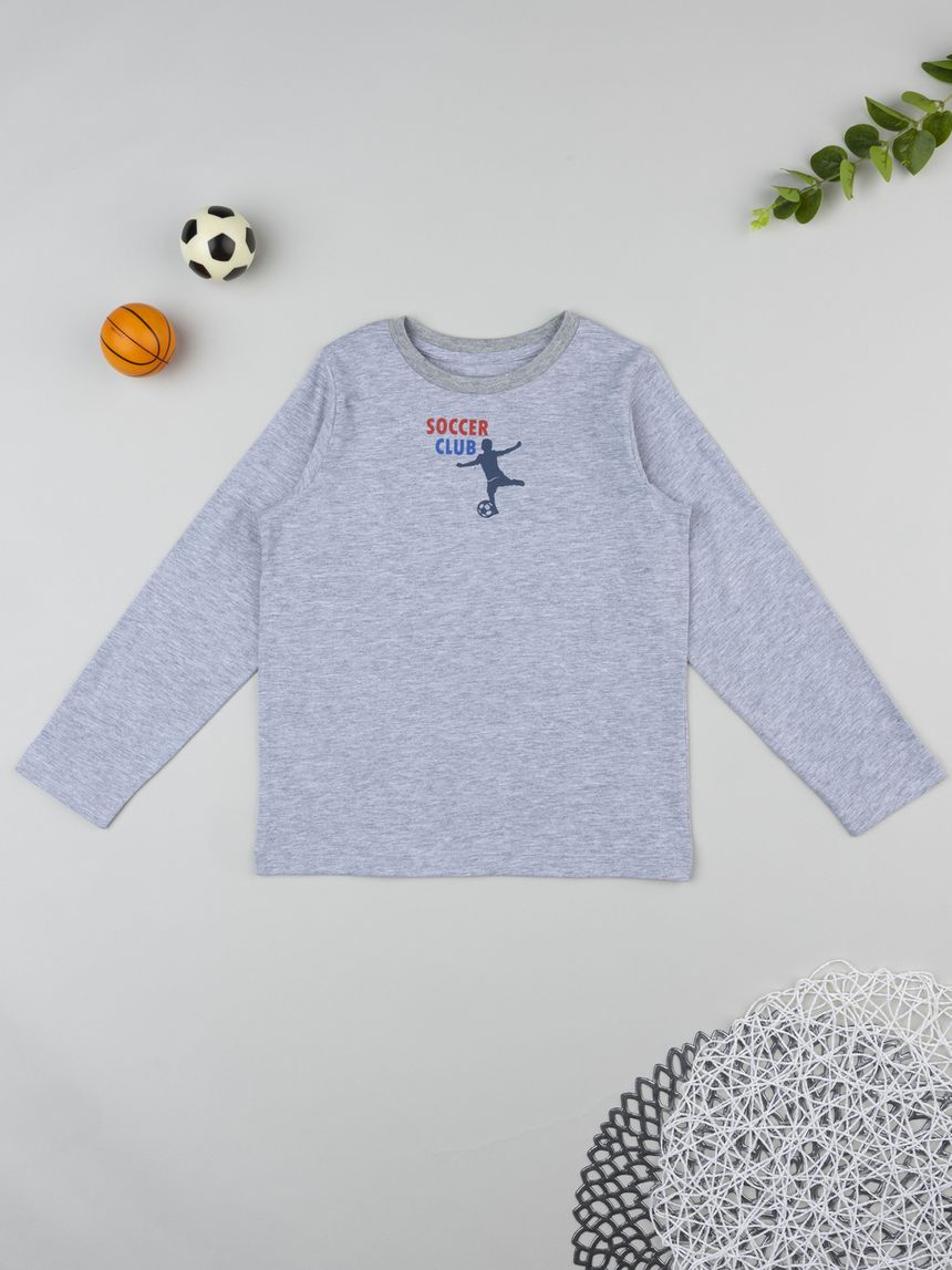 T-shirt bambino grigia soccer