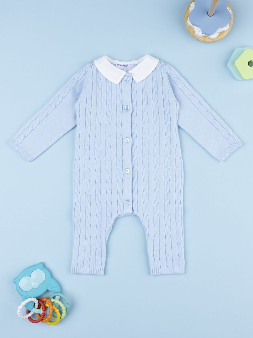 Tutina neonato tricot azzurro