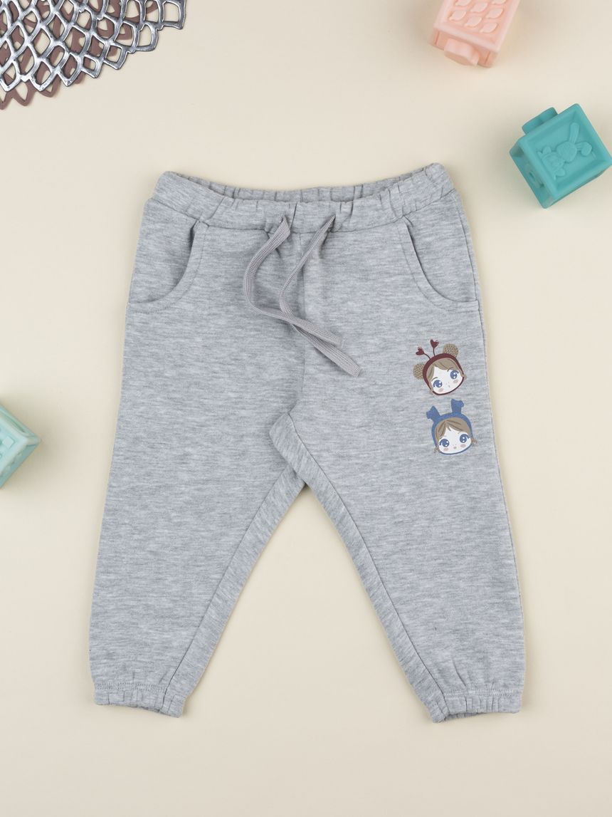 Pantalone bimba grigio stampato