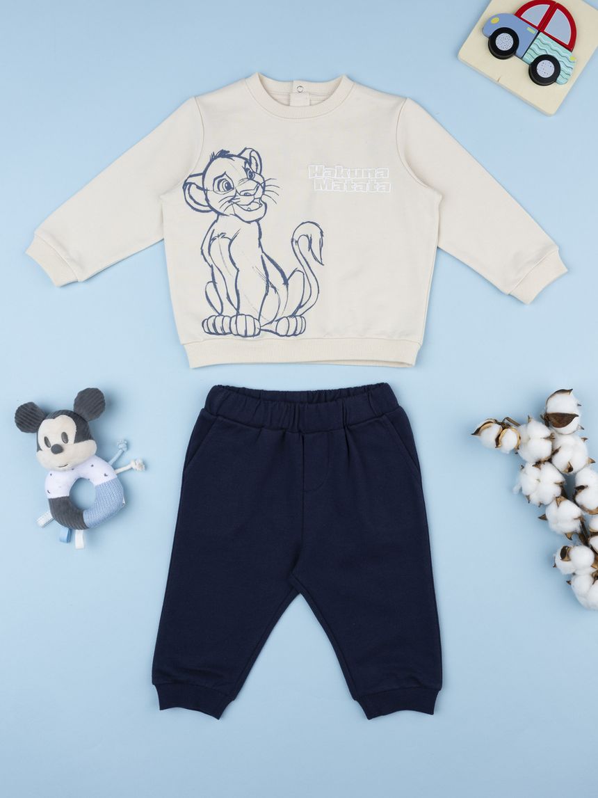 Completo jogging bimbo beige/blu re leone