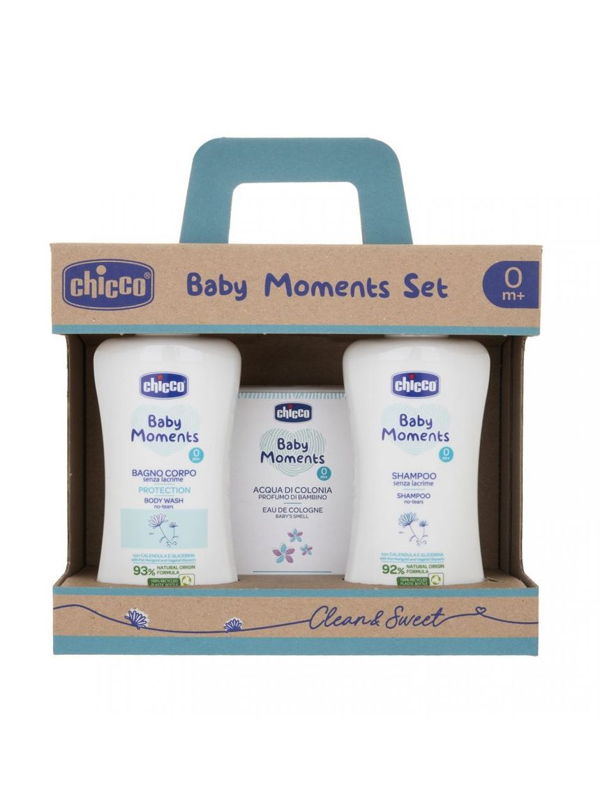 Baby moments set 1 bagno corpo, shampoo, colonia - chicco