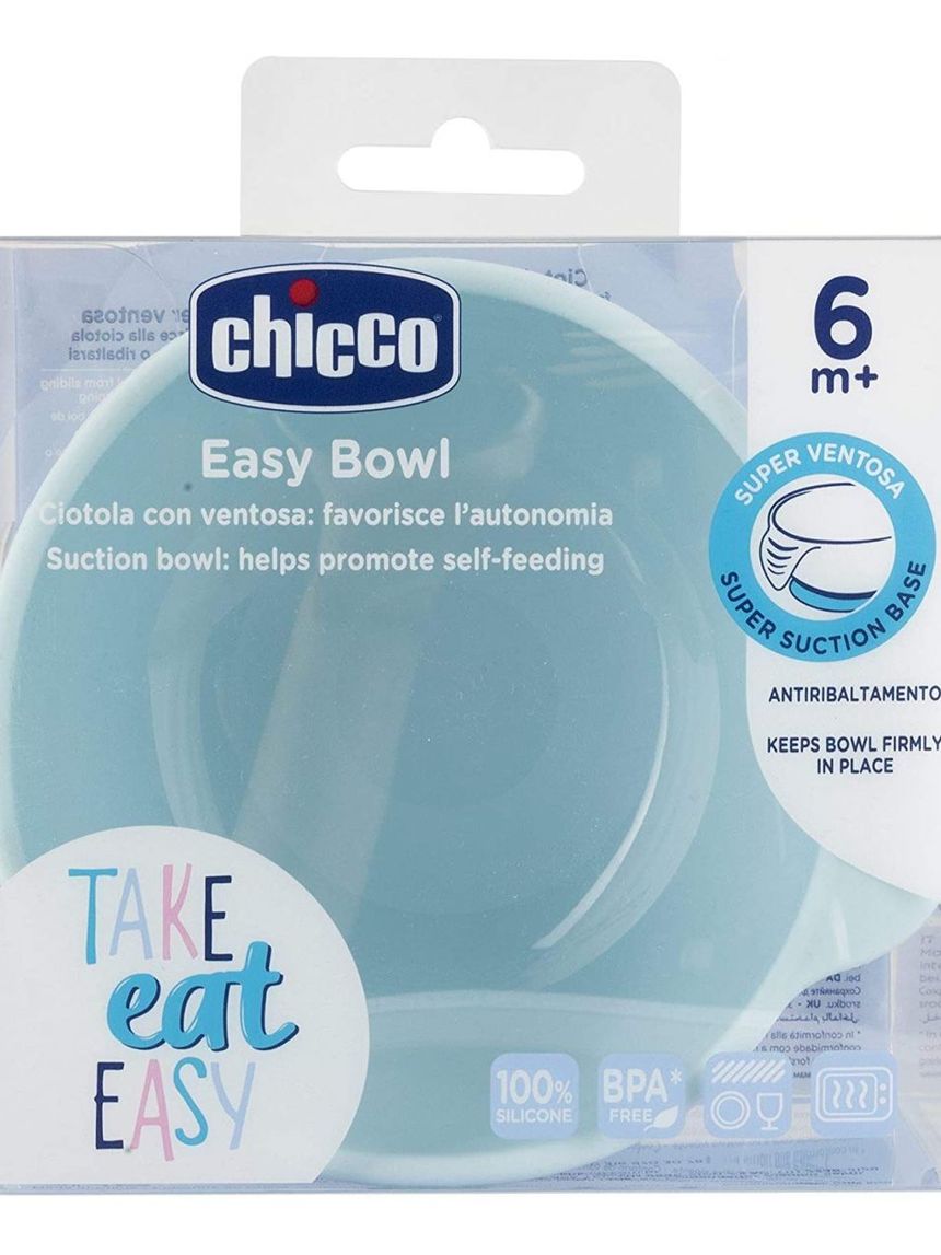 Ciotola silicone con ventosa 6m+ azzurra - chicco