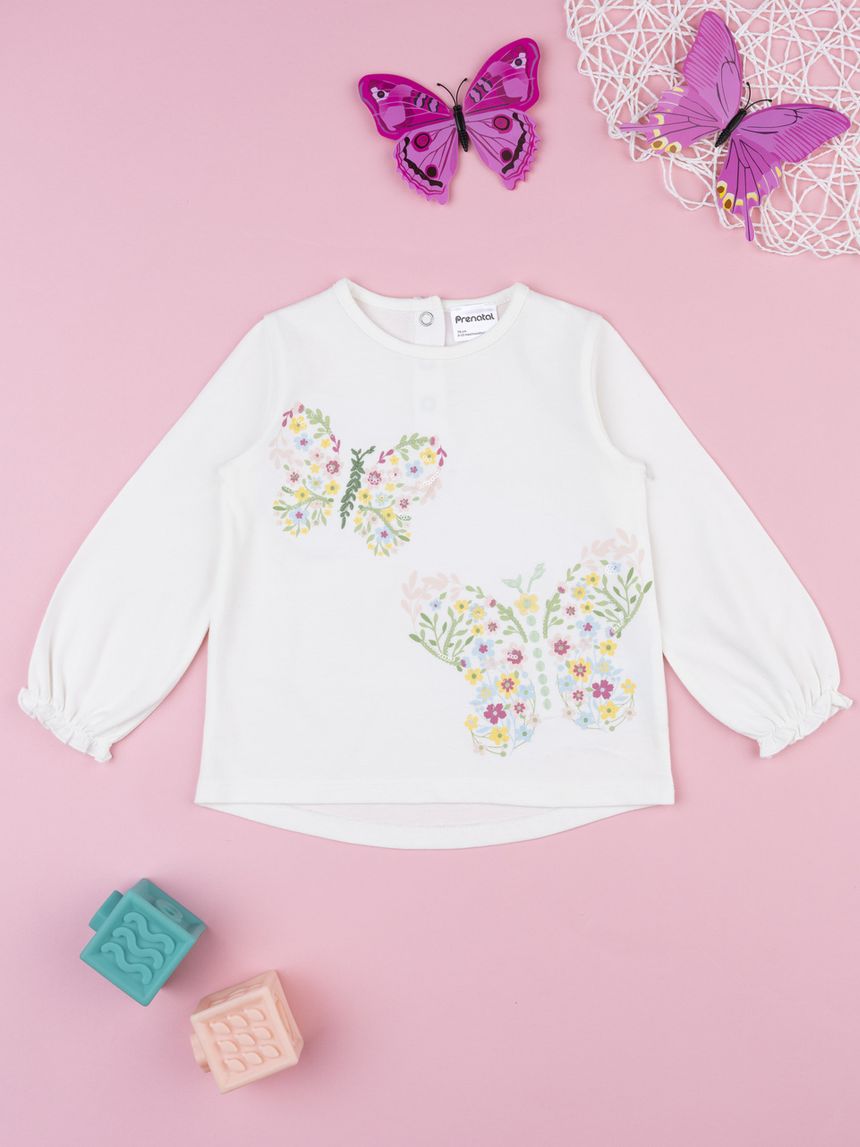 T-shirt bimba farfalle paillettes