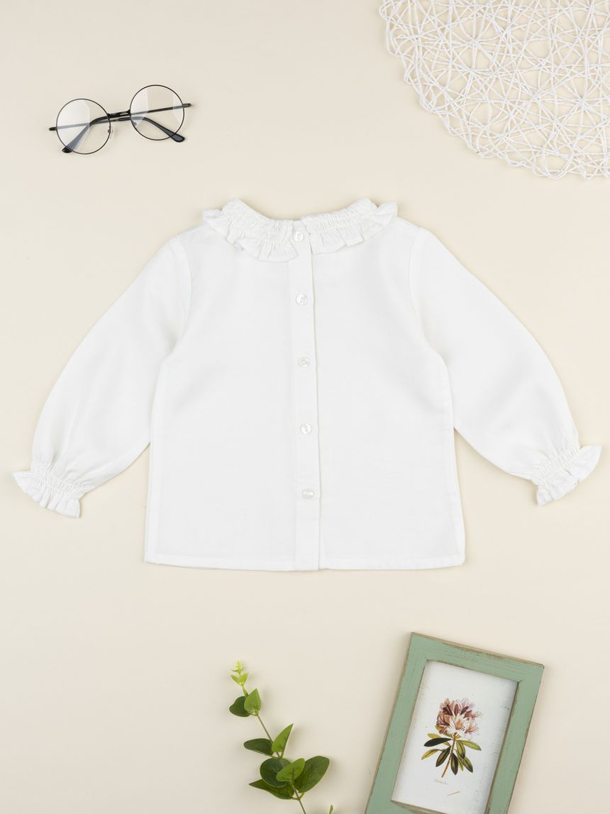 Camicia bimba bianca con frill