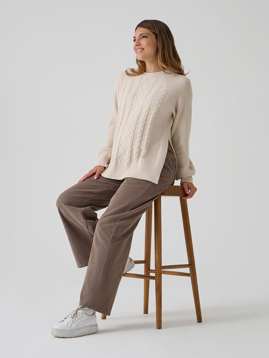 Maglione tricot beige trama intrecciata