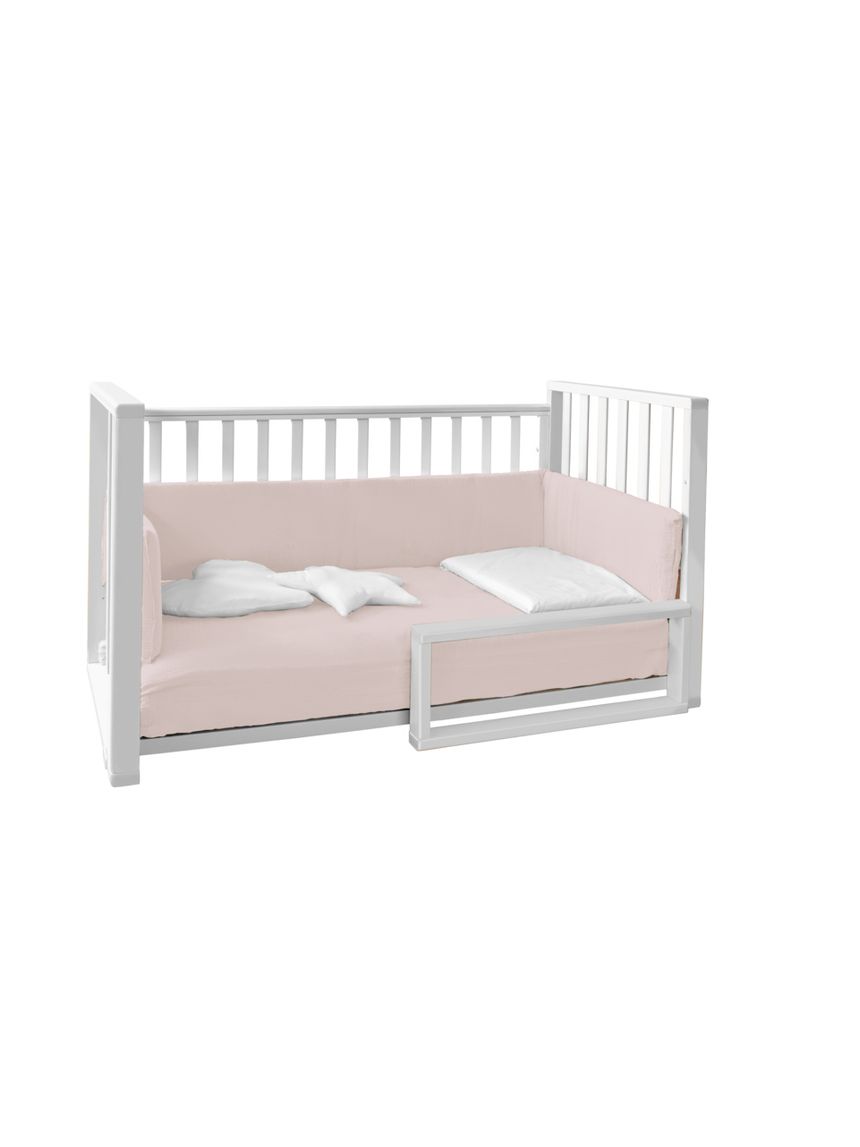 Letto infinito bianco con tessili muslin rosa petalo - italbaby