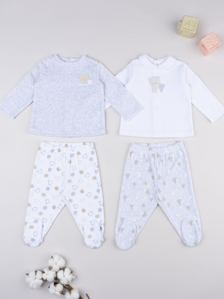 Pack 2 completi neonato bianco/grigio
