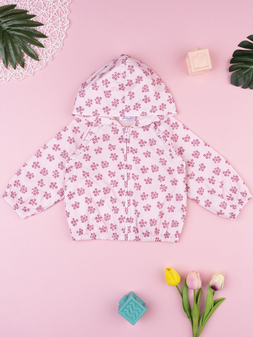 Giacca antivento bimba allover rosa