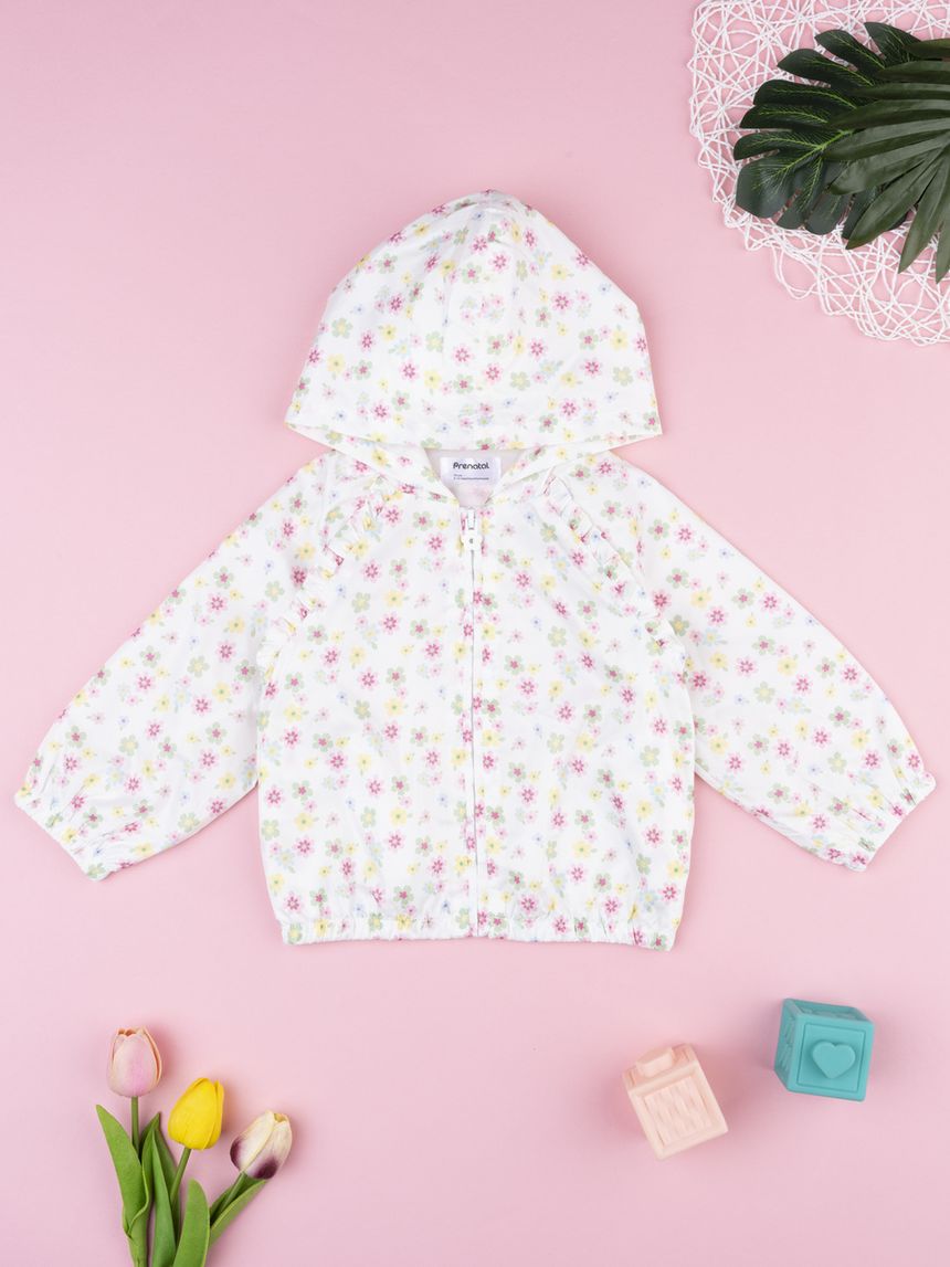 Giacca antivento bimba allover bianca