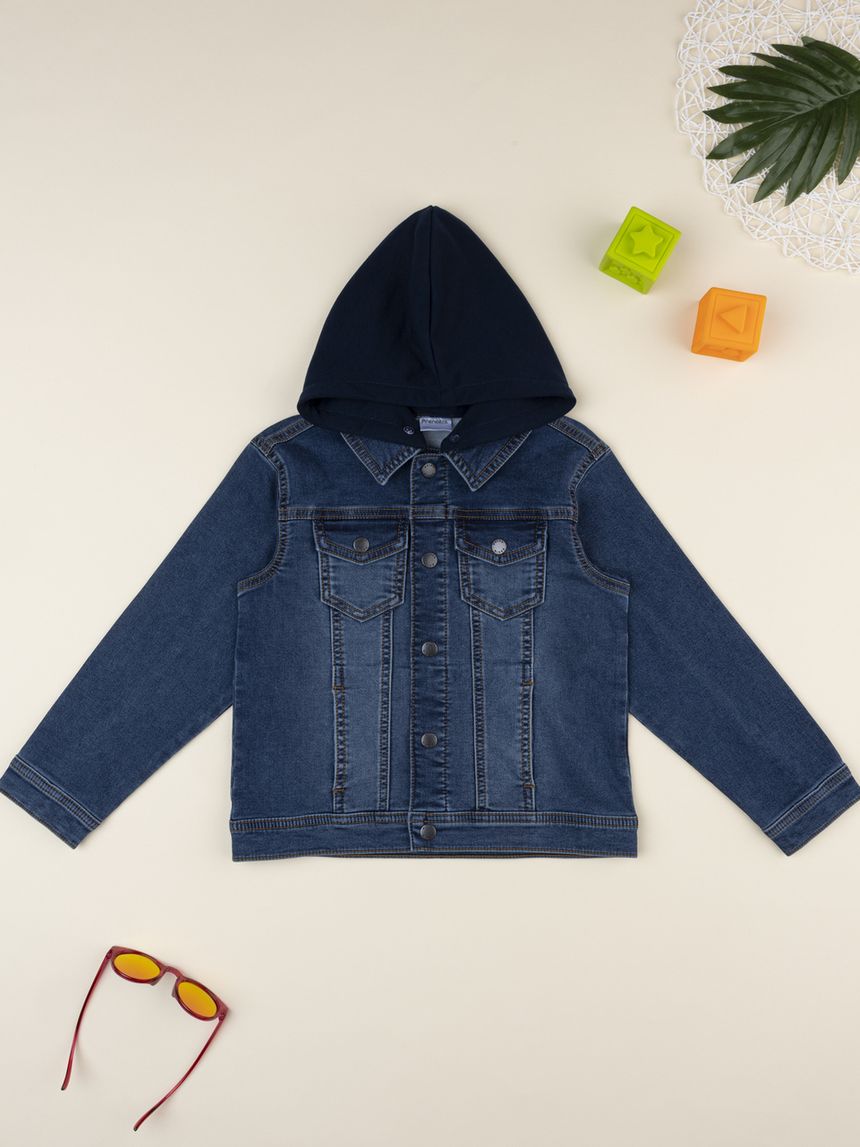 Giubbino denim bimbo con cappuccio