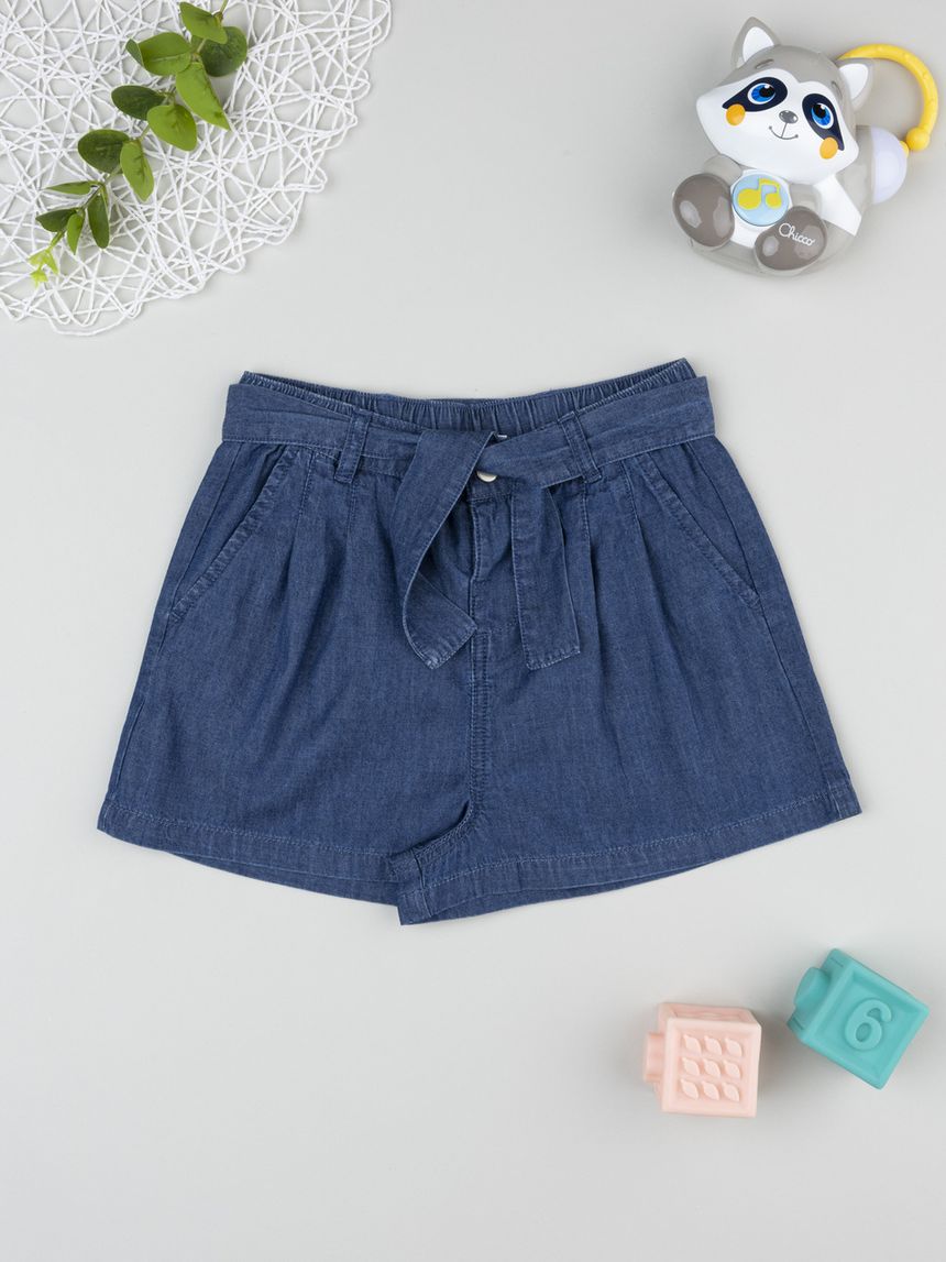 Shorts chambray scuro bambina