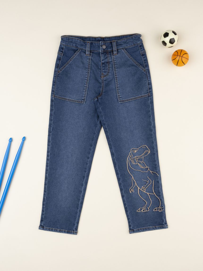 Pantalone denim bambino dinosauro