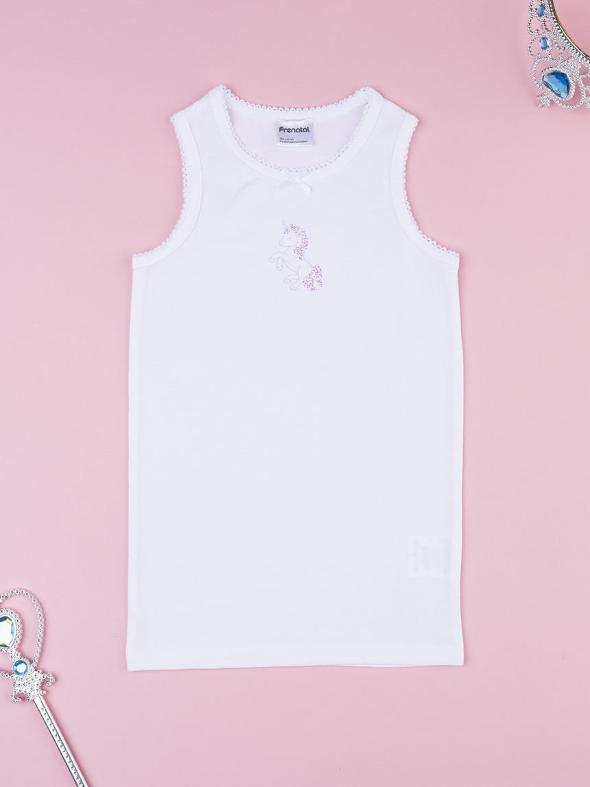 Canotta bambina unicorno bianca