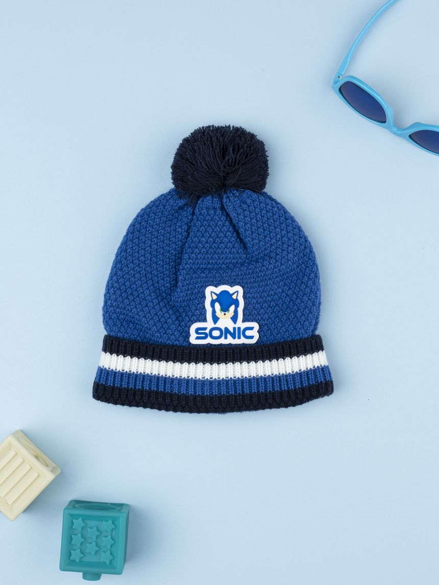 Berretto tricot blu bambino sonic