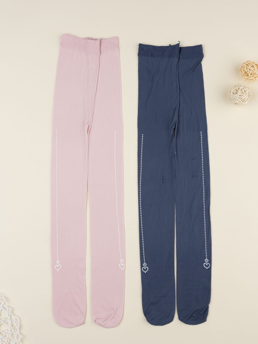 Collant microfibra bambina rosa/blu cuori