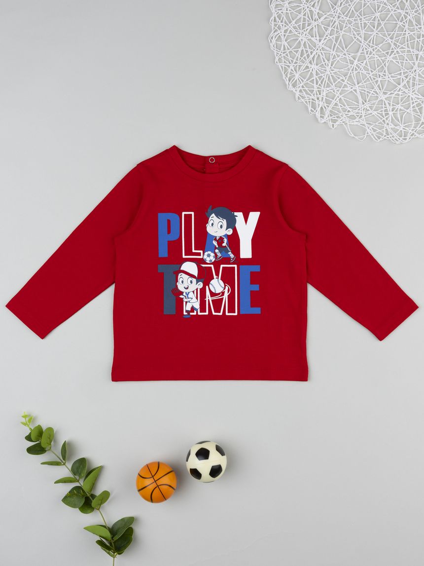 T-shirt bimbo rossa "play time"