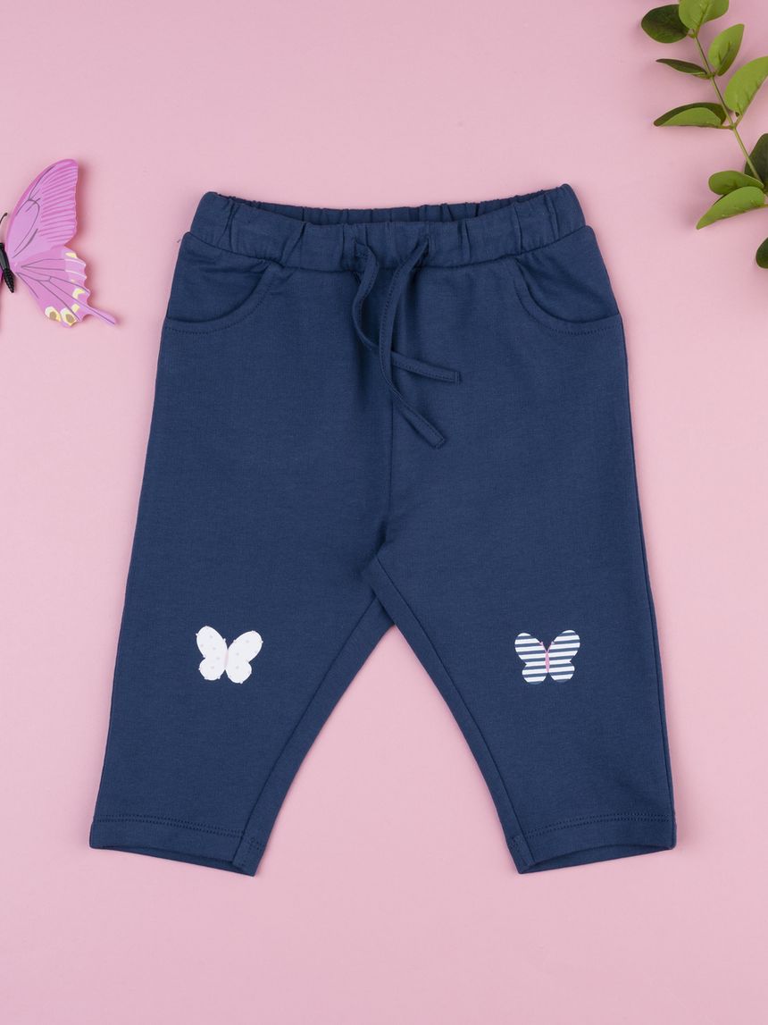 Pantalone bimba blu farfalle