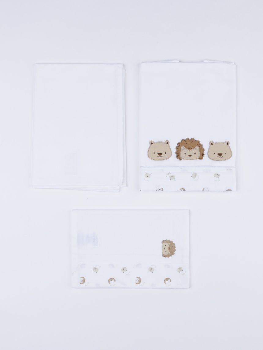 Pack 3 pezzi culla/carrozzina - completo neonato animaletti