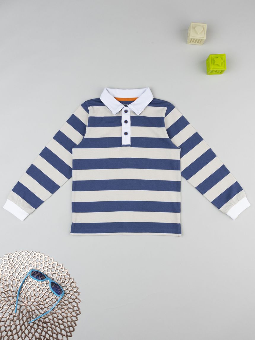 Polo rigata blu bambino