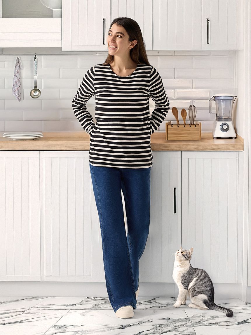 T-shirt allattamento fantasia righe nere