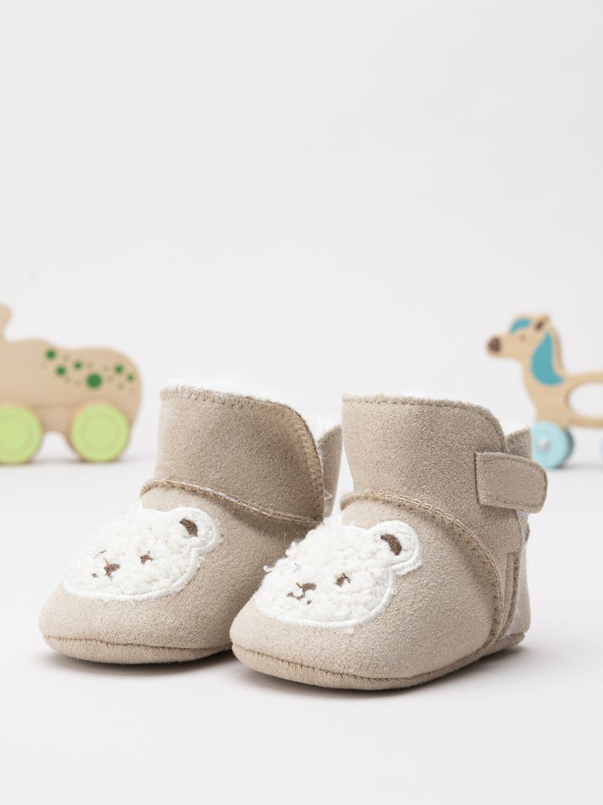 Stivaletto beige scamosciato neonato