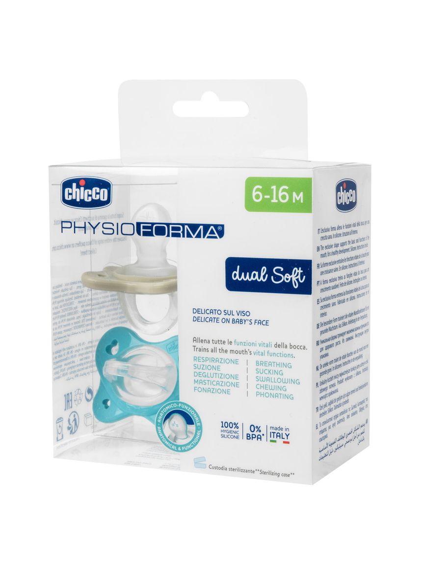 Succhietto dual soft azzurro 2 pezzi | 6-16 mesi - chicco