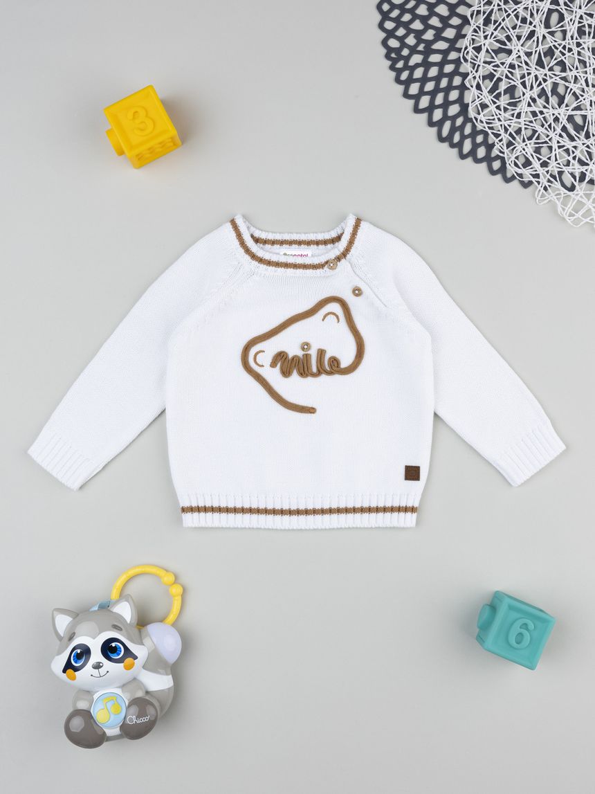 Maglione tricot neonato con ricamo