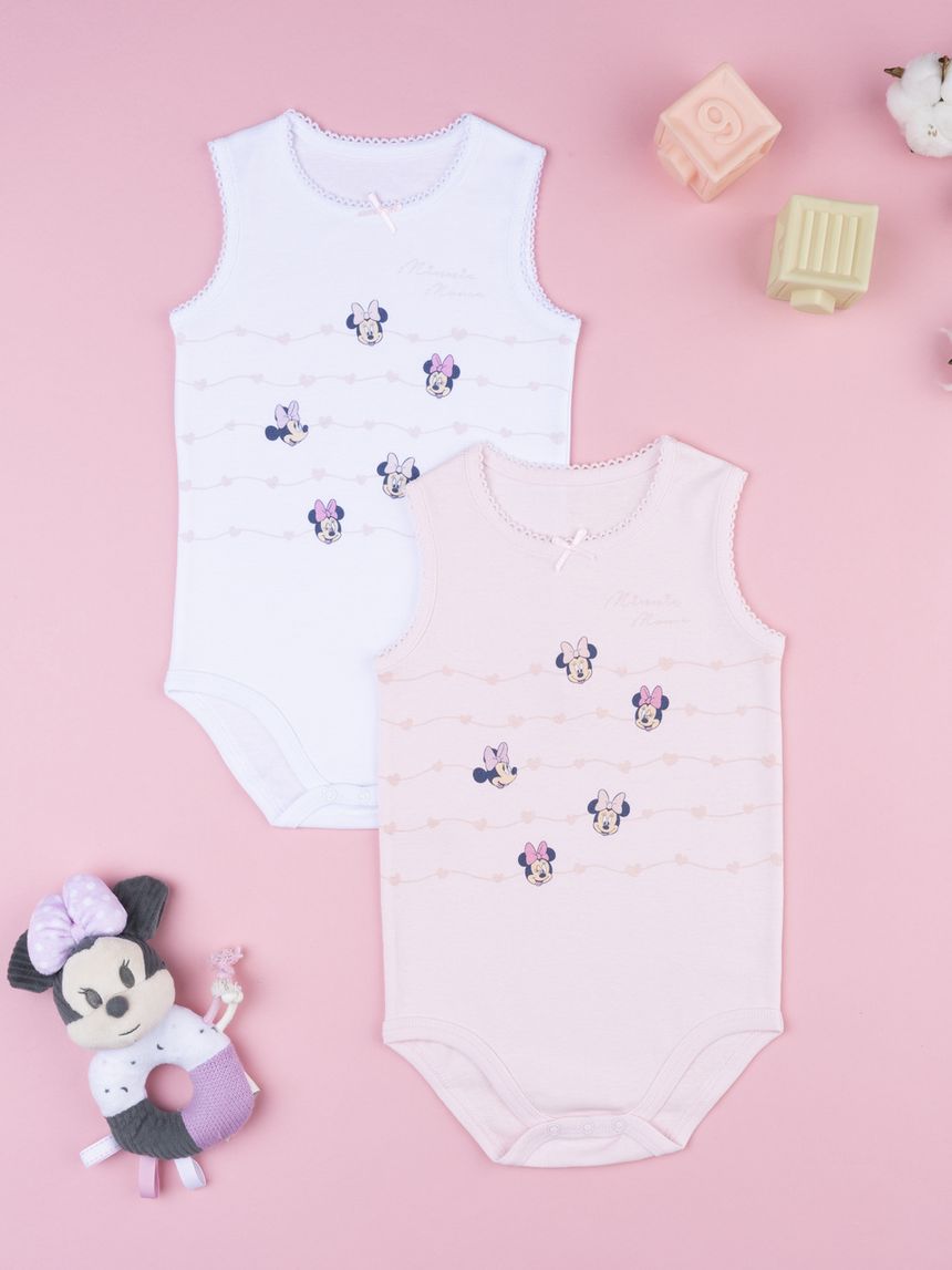 Pack 2 body bimba minnie bianco/rosa