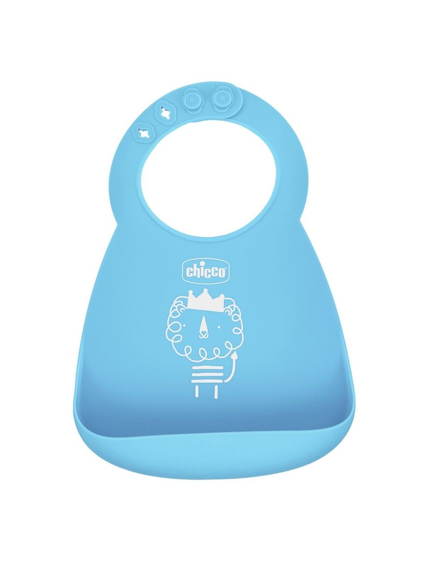 Bavaglino in silicone azzurro 6m+ facile da arrotolare - chicco