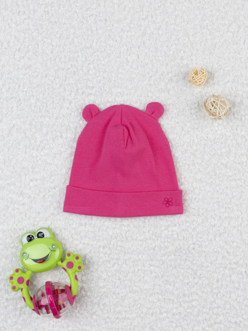 Berretto bimba fucsia con orecchie