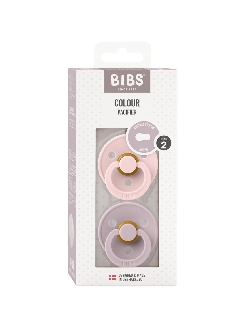 Set 2 ciucci colour rotondo tettarella in lattice colore rosa-lilla scuro size 2 | 6+ mesi - bibs
