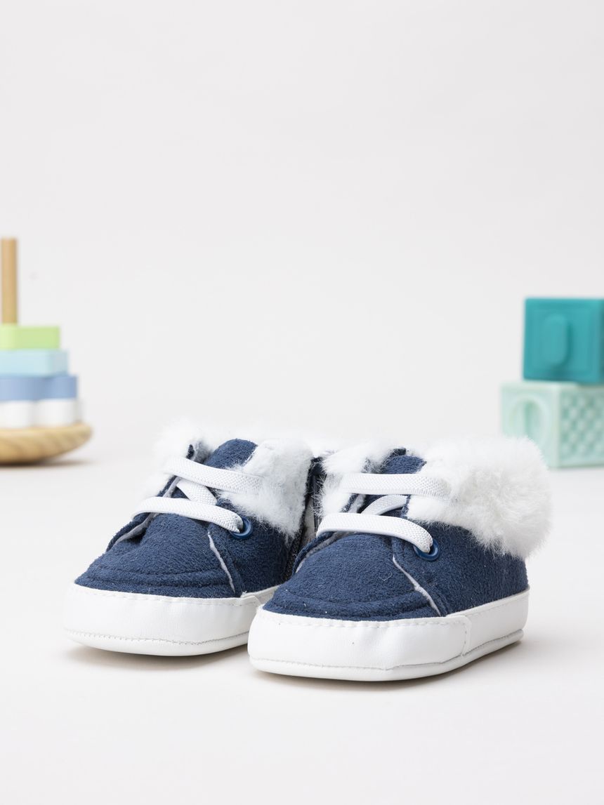 Scarpine neonato fake fure blu