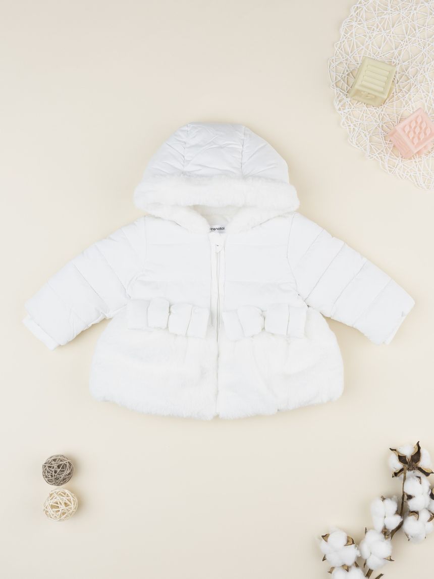 Piumino bimba bianco inserto pelliccetta